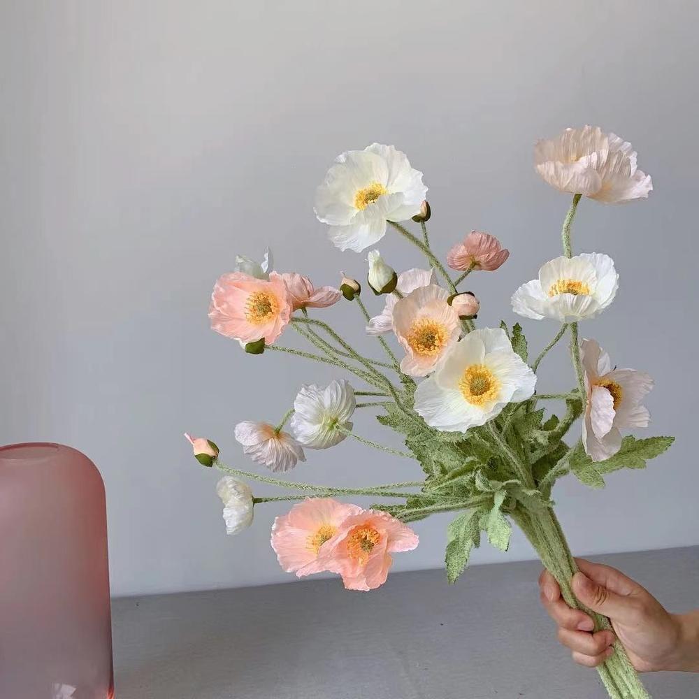 Florist Supply Bulk - Gefälschte Mohn Seide Blumen langen Stiel
