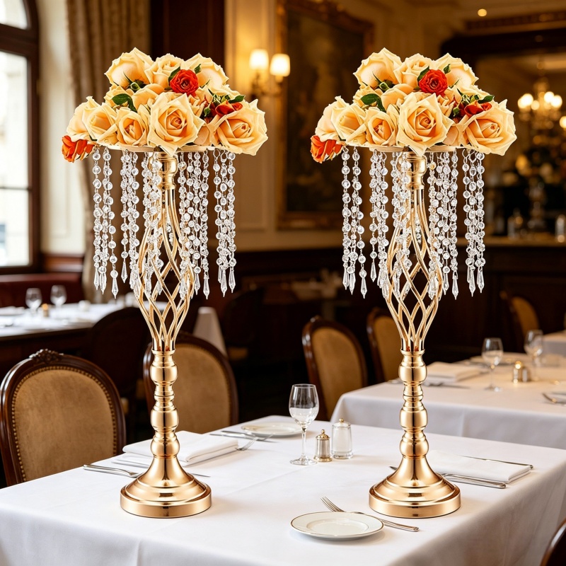 Eleganter Hoher Goldener Krist – Florist Supply Vases Bewertung und Preis