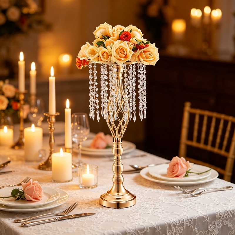 Eleganter Hoher Goldener Krist – Florist Supply Vases Bewertung und Preis